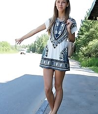 Girl in short skirt caught in street
