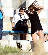 Upskirt girls on weekends walk here