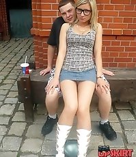 Voyeur up skin tight skirt of hot ass girl