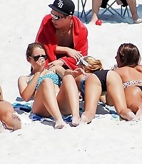 Horny bikini models contest on beach