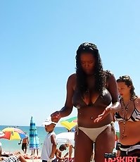 Topless girl in hot bikini panty