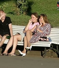 Unwilling up skirt performance from street girls