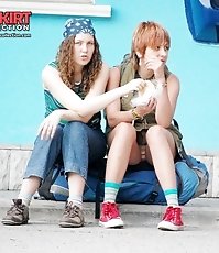 Awesome upskirt views filmed outdoors