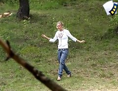 Perverted young flasher teen pisses in forest